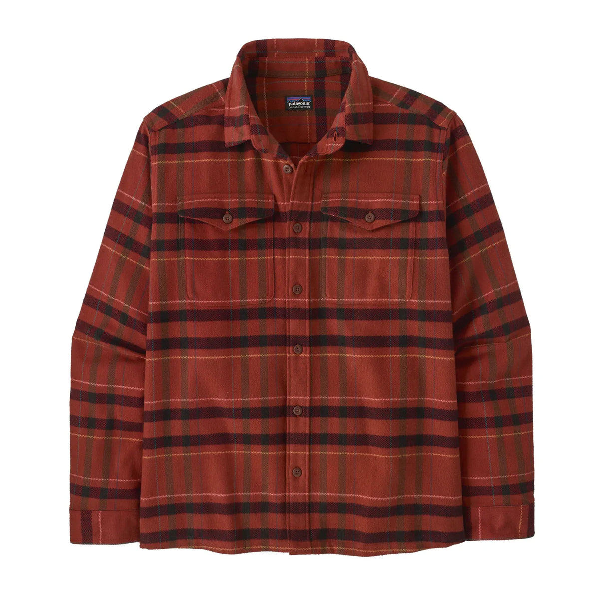 Long-Sleeved Organic Cotton Midweight Fjord Flannel Shirt Men&#39;s