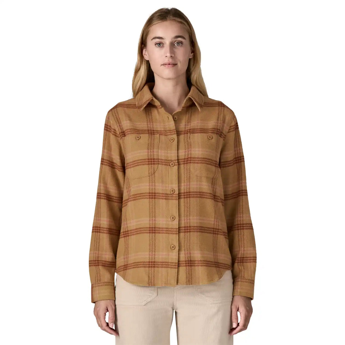 Long-Sleeved Organic Cotton Midweight Fjord Flannel Shirt Women&#39;s